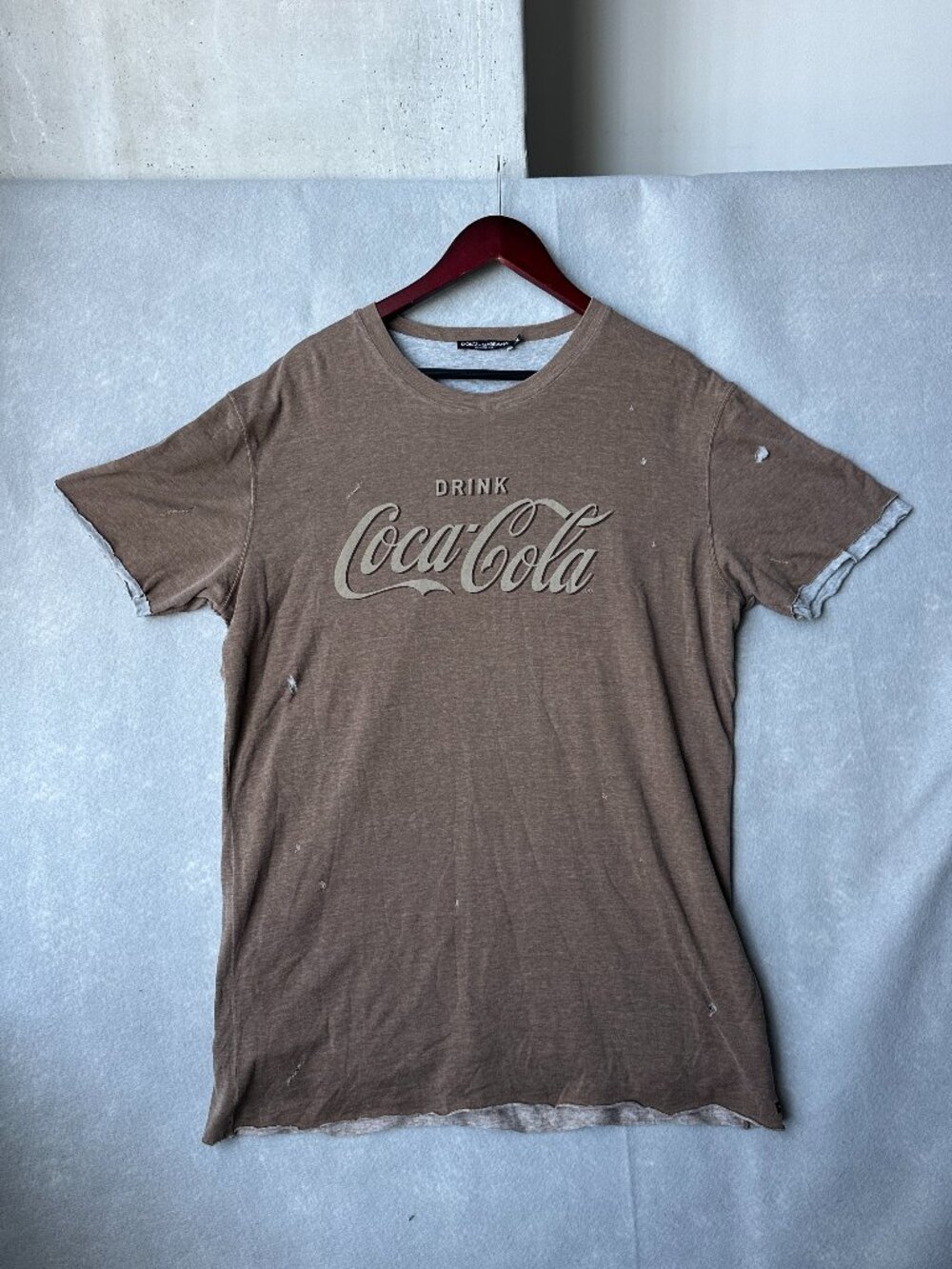 Dolce & Gabbana Coca-Cola Distressed T-Shirt Mens XXL Brown 2011 RARE